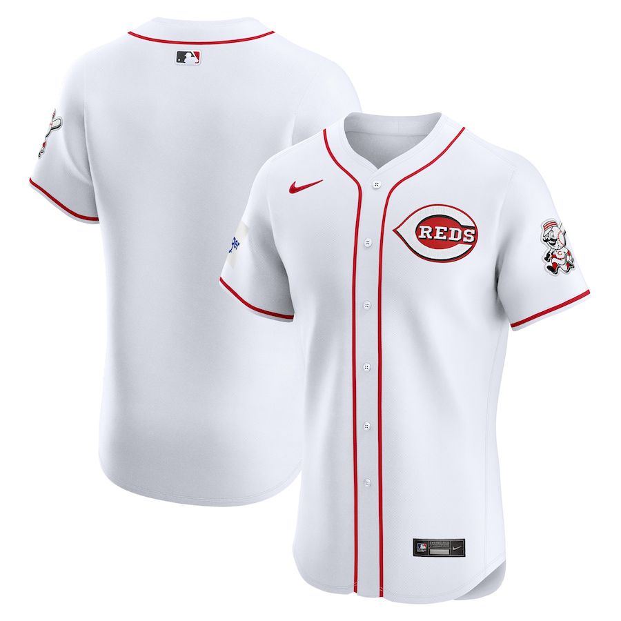 Men Cincinnati Reds Blank Nike White Home Elite Patch MLB Jersey->customized mlb jersey->Custom Jersey